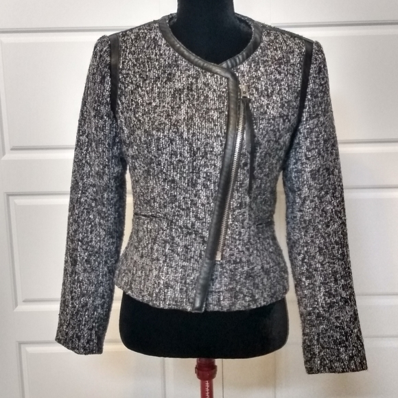 Kenar Short Marled Bouclé Moto Jacket Size M - Picture 4 of 4